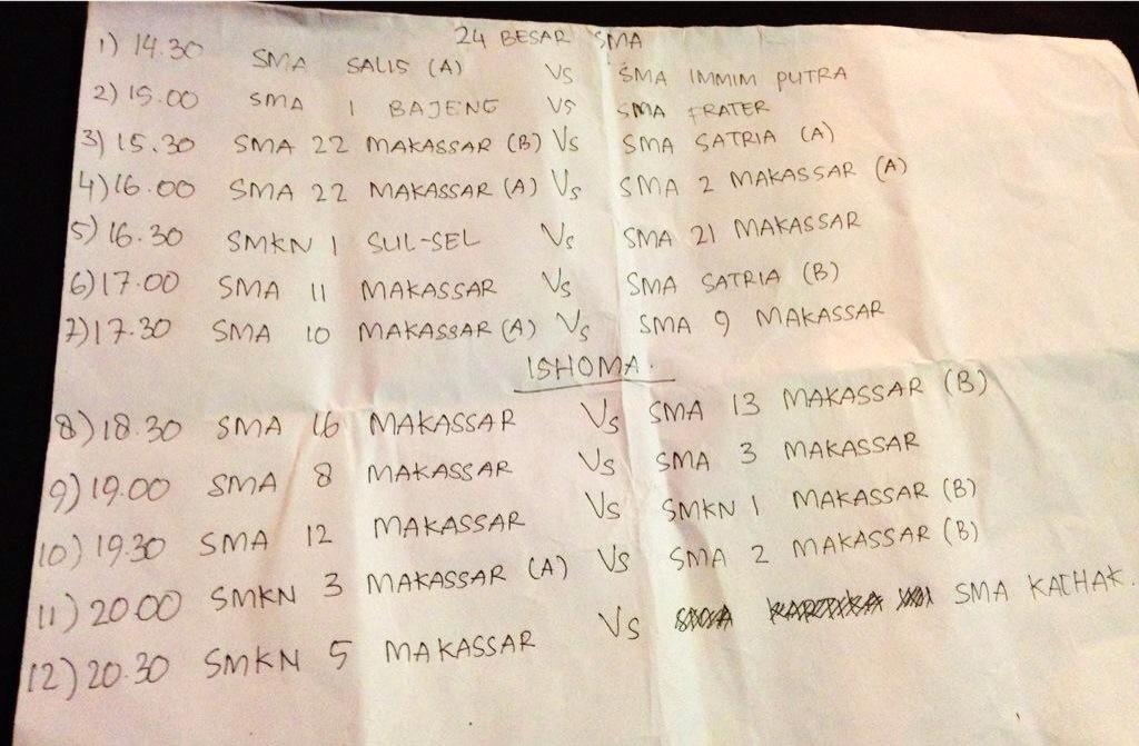 ichalmaczman's tweet photo. Jadwal 24 besar rabu 22 april super futsal smaga cup vol2 http://t.co/7cwfNZ2bZF