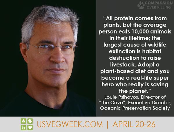 RacingXtinction's tweet photo. Adopt a plant-based diet & u become a real-life super hero who really is saving the planet @louiepsihoyos #USVegWeek http://t.co/rWmAmMApd8