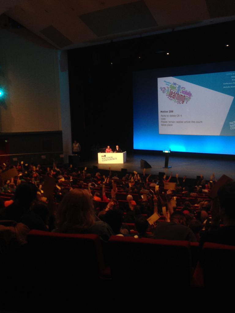 GreyPh0enix's tweet photo. Arms are going numb while they manually vote #NUSconference #manualcount #whataboutaccessstudents http://t.co/pTmBKs1VSu