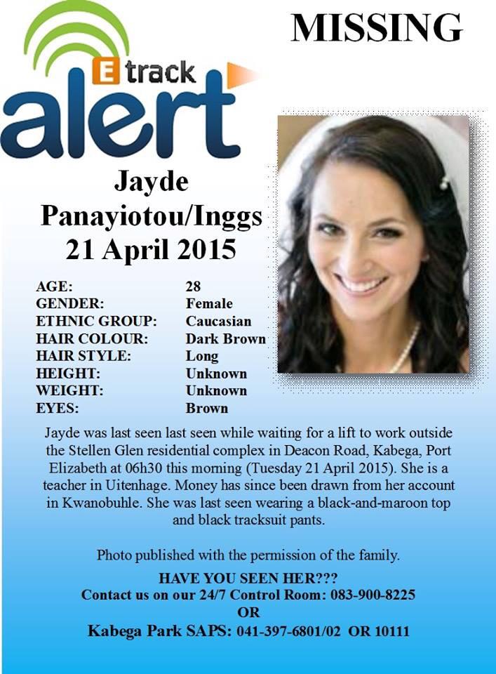 ElanaHannington's tweet photo. @karynmaughan Please help by retweeting this link. Our friend &amp; teacher #JaydePanayiotou is missing http://t.co/1bwB8fYCuU #findjayde