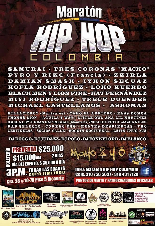 ZKIRLA's tweet photo. 2 y 3 de mayo
Maratón Hip Hop
@ElSamurai_ @aguilatway @IyhonSecuaz 
@DjPolo_Colombia @THOMMASLION @LITTLE_OWL90 http://t.co/dc1xVMzOiH