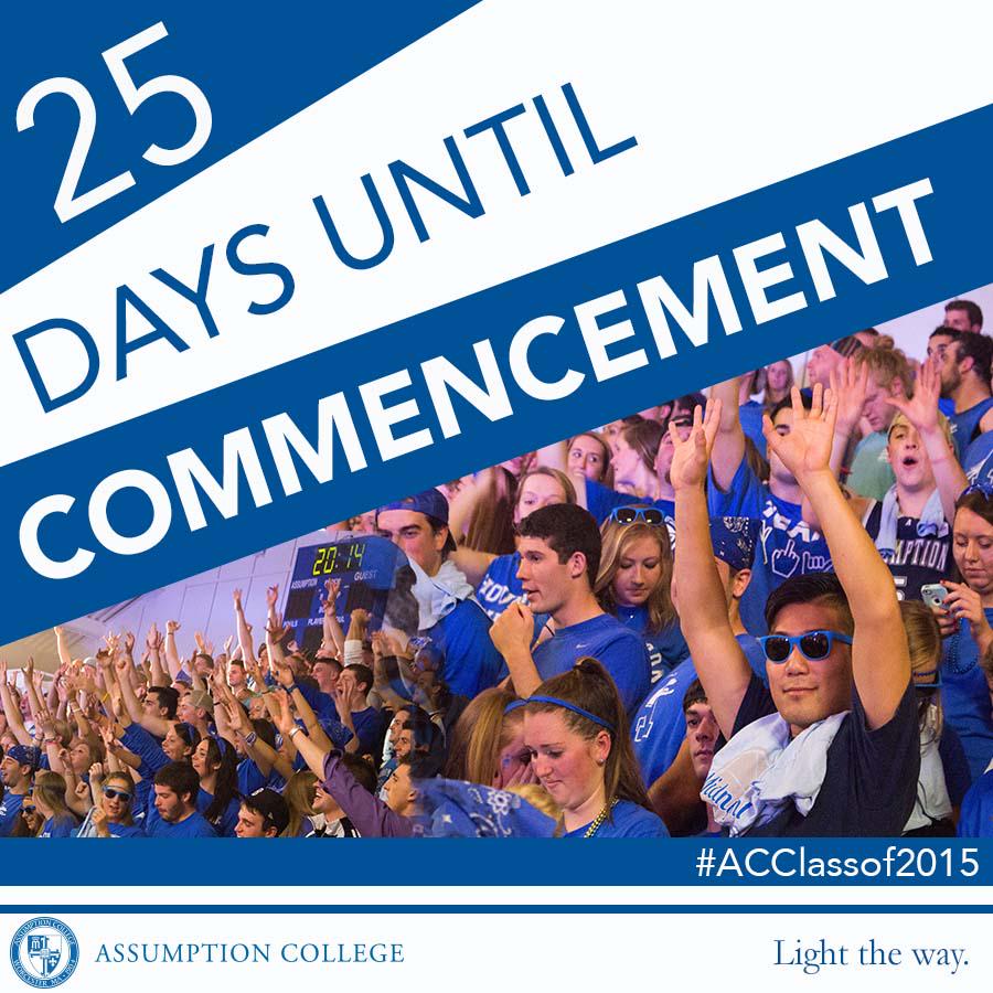 AssumptionUMA's tweet image. 25 days until #AssumptionCollege #Commencement! RT if you&apos;re an Assumption senior! #ACClassof2015 @AC_SGA