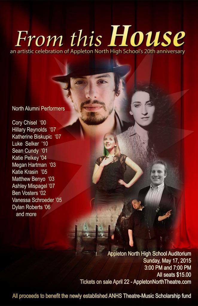 ANHS_Theatre's tweet photo. From this House, 20th anniv benefit concert, May 17, info http://t.co/7wR0JSpT0F #corychisel #hillaryreynolds http://t.co/1mBi1BQ92K