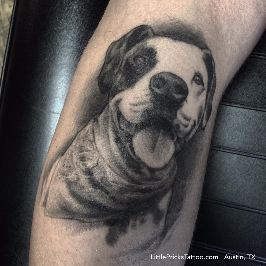 LittlePricksATX's tweet photo. Healed dog portrait by our artist Jonny here in #Atx #dog #tattoo #inkmaster http://t.co/W3TwTyvle0