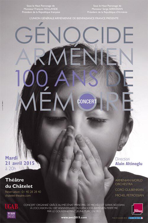 i_kevorkian's tweet photo. Concert Centenaire @theatrechatelet '"@ugabfrance arrivée de @vpecresse "changer de mentalité envers minorités" http://t.co/LKIw97E7I3