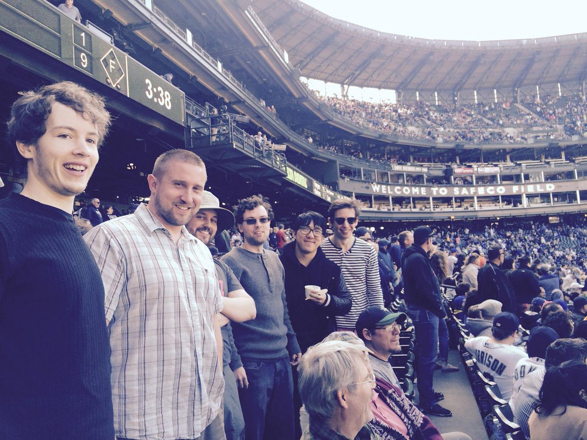 Intentsoft's tweet photo. Our interns and their mentors enjoying some sun and an amazing @Mariners comeback win! #GoM’s #WhyCompSci http://t.co/L8P4HYkCUz