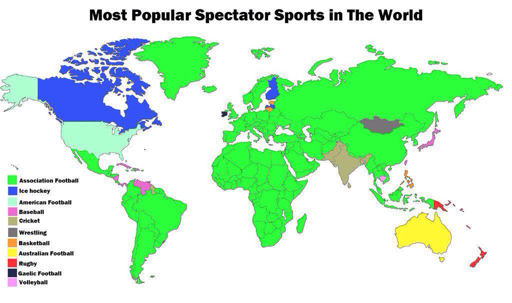 amazingmap's tweet photo. Most popular spectator sport by country http://t.co/69WIS25SDV