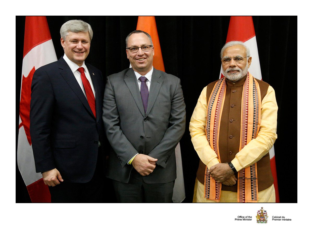Making connections. Building relationships. @DeanTRSM meets with <a href="/naendramodi/">Narendra Modi</a> &amp; PM Harper in Toronto, 15/04.