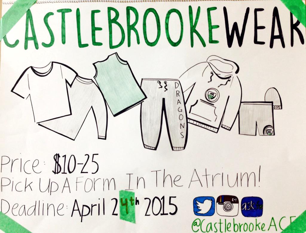 CastlebrookeACE's tweet photo. REMEMBER DRAGONS! Deadline to buy the new Castlebrooke Wear is FRIDAY APRIL 24th 2015! #CastleProud #DRAGONSPRIDE http://t.co/4A9Uh60Izb