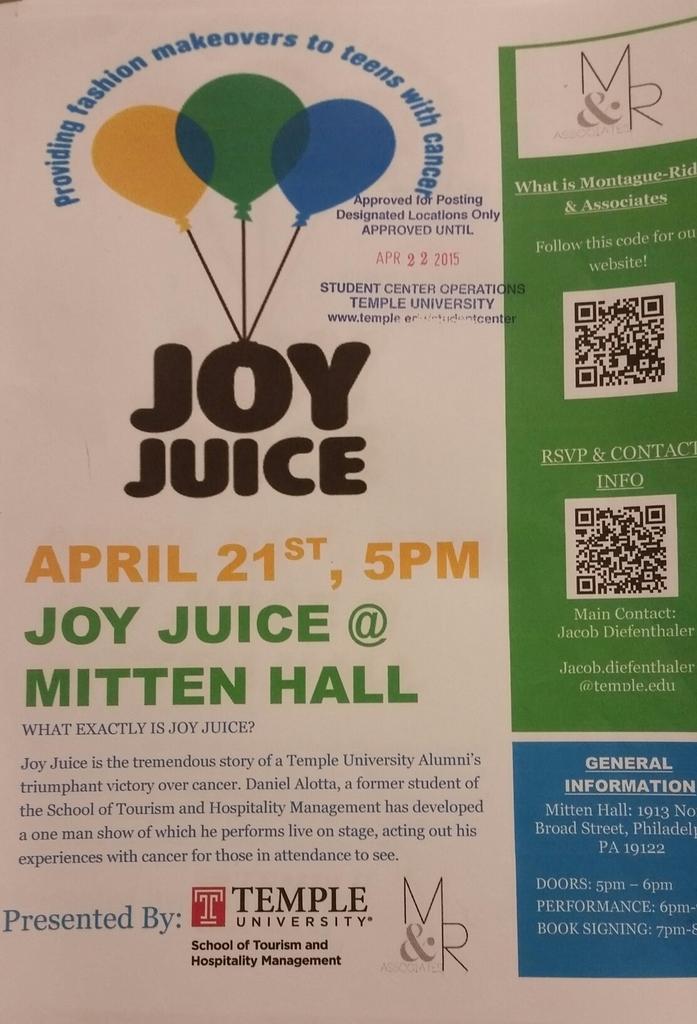 MRASpring2015's tweet photo. I hope everyone is excited for tonight! #JoyJuice http://t.co/BPurP5jrDs