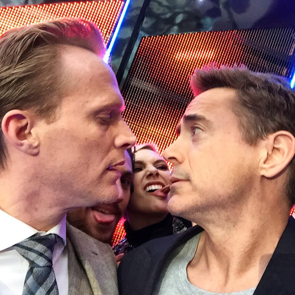Marvel's tweet photo. ...and still pretty weird... - @RobertDowneyJr #Avengers #AgeOfUltron cc: @Paul_Bettany and the Maximoff Twins http://t.co/B14C0jPcDY
