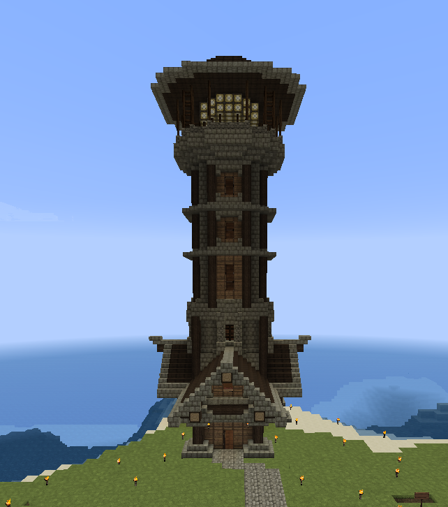 A medieval house and tower  Minecraft designs, Minecraft projects,  Minecraft architecture