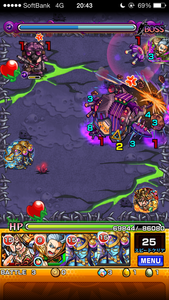 右上にある装甲(普段はゼペットの背中に付いてる)物は全ステージ通してゼペットとHP共有してます。
メテオ系SSは絶対これを巻き込んだ方が良いですね！
3ゲージ目でメテオ200万以上出たりしたし、他にも重なってる所あるかもしれない。