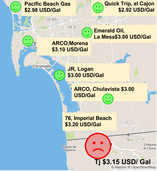 TrautoCo's tweet image. goo.gl/vPrDdz 
Abril 21, 2015 #Gasolina # y #SanDiego, comparación
La gasolina en #Tijuana hoy no conviene