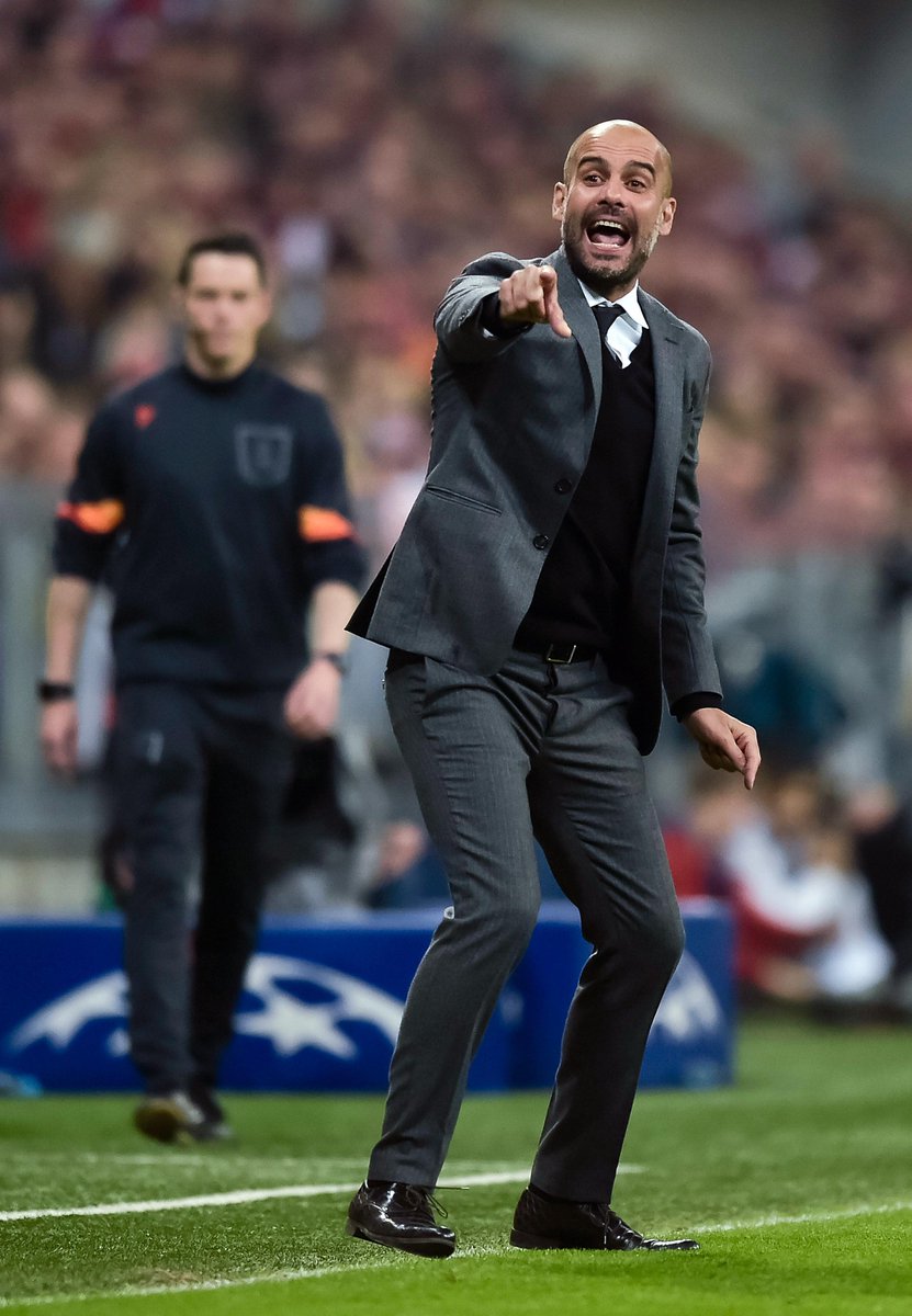 ChampionsLeague's tweet photo. Even with the score at 5-0, Josep Guardiola is extremely animated, demanding more from his @FCBayernEN side. #UCL http://t.co/Gsby9CKhUY