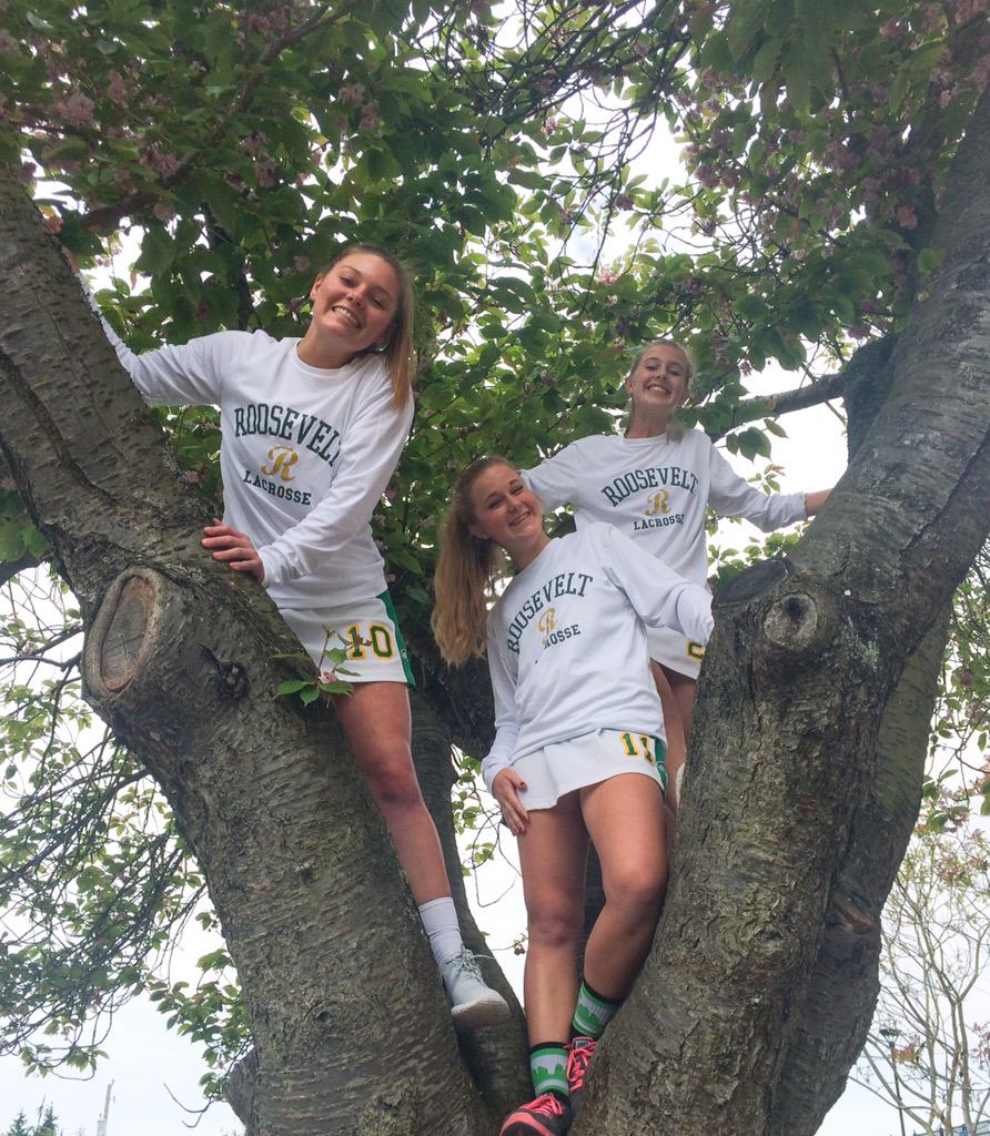 RHS girls lax team hops out of the tree and onto the lower woodland field to battle Garfield tonight at 5:30. 
COME💛💚