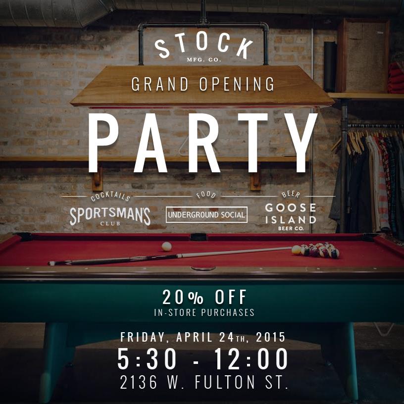 HypelocalChi's tweet photo. RSVP for the @StockMfgCo opening this Friday, w/ drinks by @drinkandgather &amp; @GooseIsland. https://t.co/DRP5SO4vn7 http://t.co/2D2fld4jli