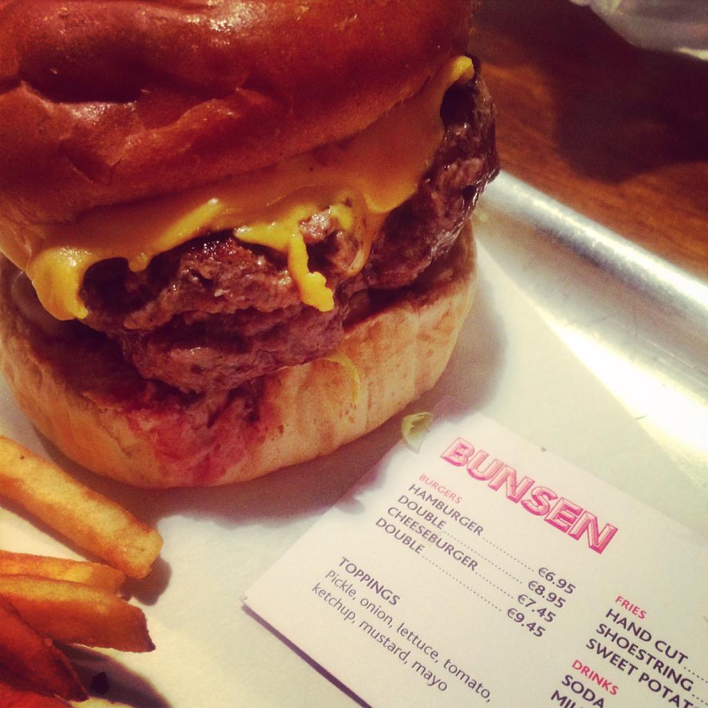rootandbone's tweet photo. Bunsen Burger, Dublin, where their menu is also their business card. #BunsenBurger @bunsendublin #RootReviews http://t.co/egqhg3YzLv