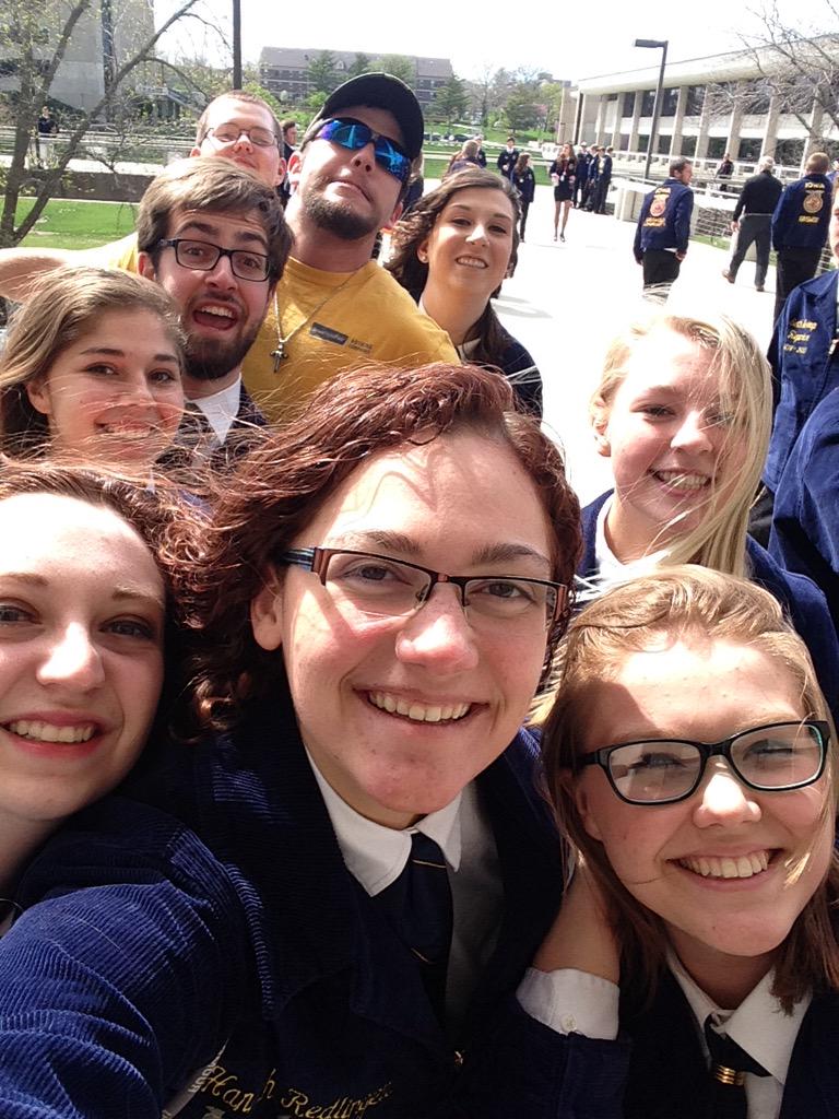 HannahRedlinger's tweet photo. ISF Grandstand Usher reunion selfie! Always great seeing everyone again! @ISFUshers @iowaffa #iowaffa15 #FFASLC15 http://t.co/FwBVJG89Vm
