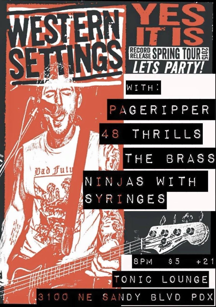 NinjasWsyringes's tweet photo. Tomorrow we bust buckets w @wearethebrass ​, @48THRiLLS ​, @WesternSettings​, &amp; Pageripper​! Forecast is for sweat! http://t.co/NIWazBHJ7K