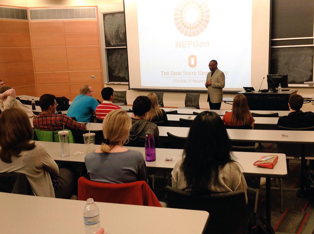 OSUengineering's tweet photo. LIFT Exec Dir (and @OhioState alum) Larry Brown shares career advice with students at #NEFGen MeetUp @NewsfromLIFT http://t.co/uu5bMe8Myi