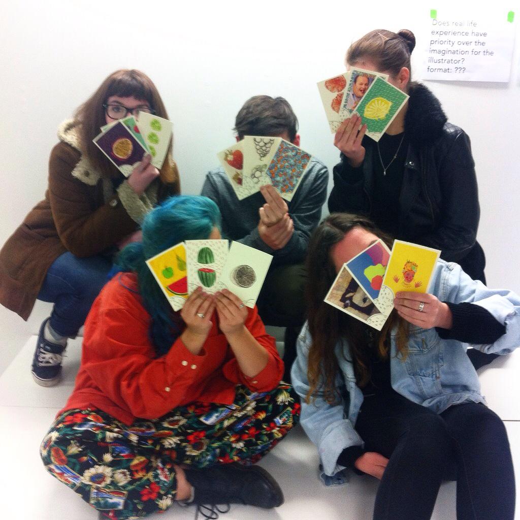 NUA_Unabridged's tweet photo. Postcards for tomorrow's print sale &amp; Human Fruit Machine @TheForumNorwich are ready &amp; modelled by this lovely lot http://t.co/VpcGKs7D0H