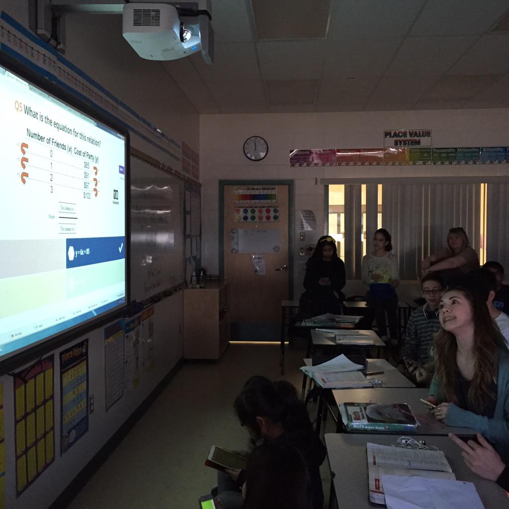 MsMoodster's tweet photo. Linear Relations in Math 9 was never so fun as today using @GetKahoot @EcoleMcTavish @FMPSD #fmpsd #ymm #ymmED http://t.co/cyoZQ1EKqY