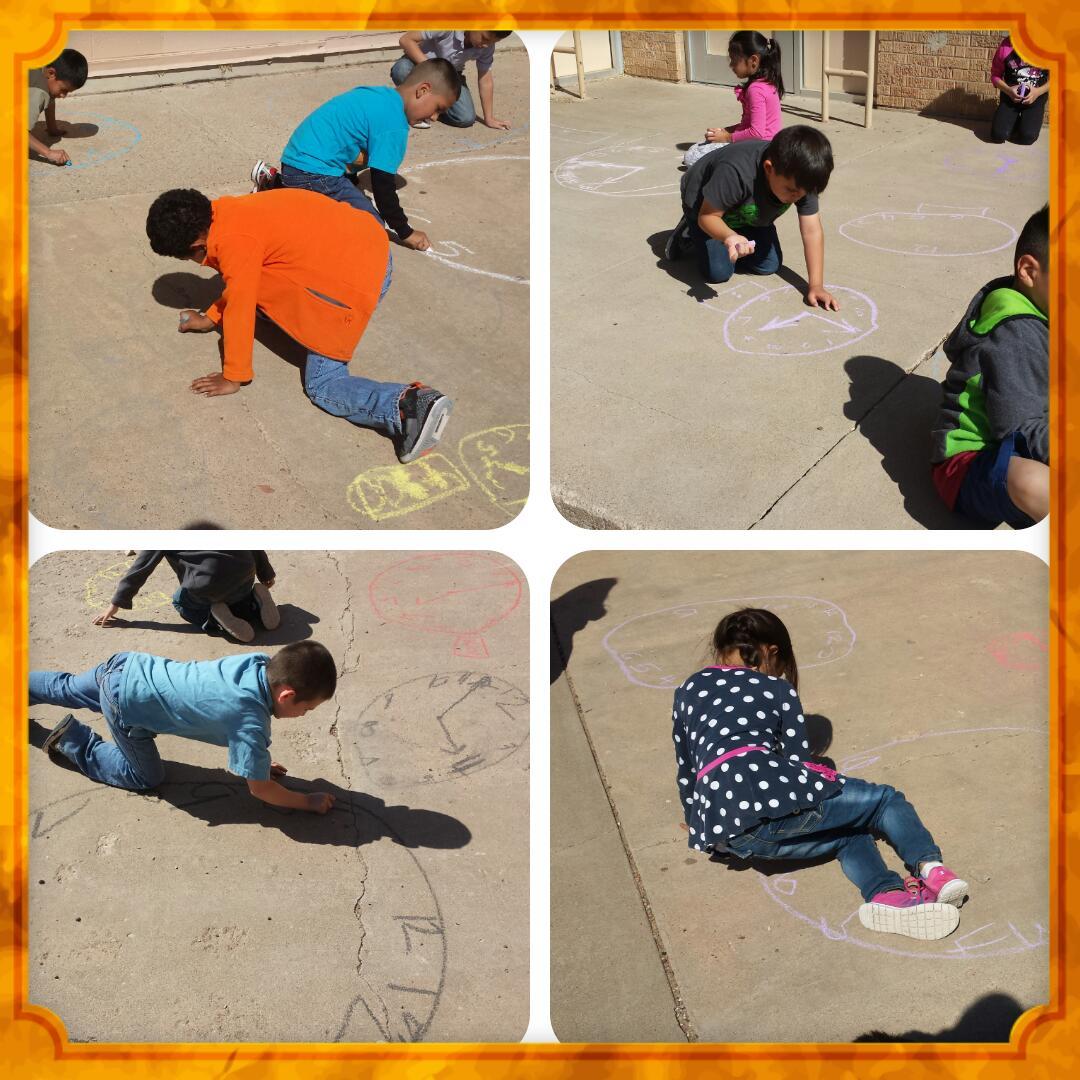 primaryblocks's tweet photo. Telling time in the sunshine! First grade fun. #learningwithmovement @McDermottElem http://t.co/Uo1nTNnH1E