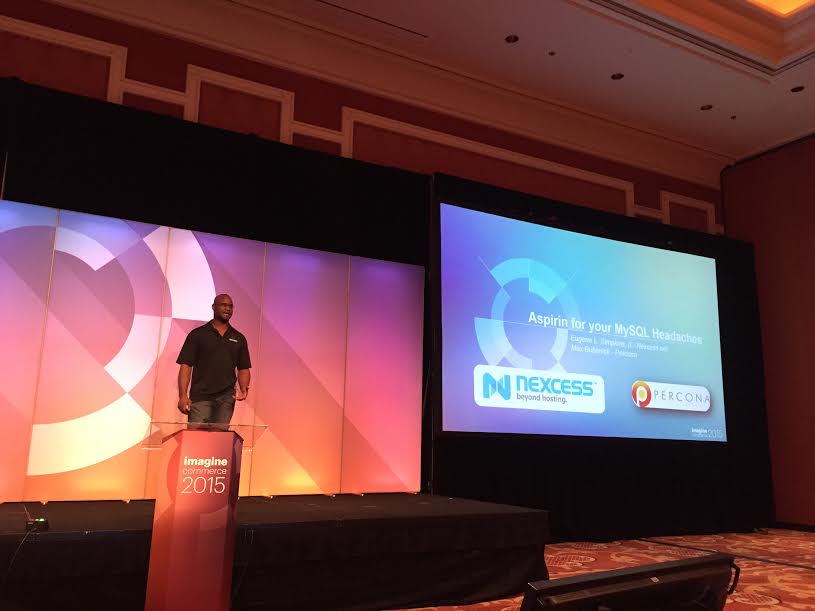 nexcess: Nexcess SysAdmin Eugene talking #MySQL with @Percona at #ImagineCommerce 2015. http://t.co/kt5mxgOYdd