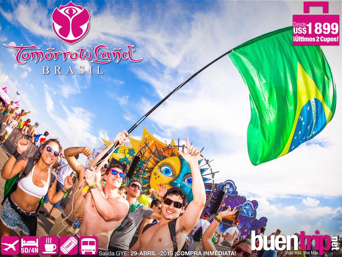 BuentripEC's tweet photo. Tenemos 2 últimos cupos para #TomorrowLand #Brasil @TMLBrasil desde $1.899 #CompraInmediata #ElQueLlegaPrimeroGana http://t.co/gafHTdorRN
