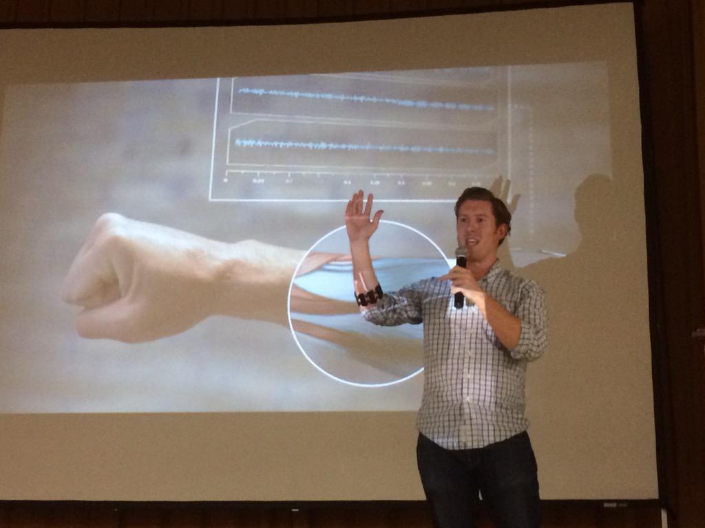 DrRandallBock's tweet photo. At #bnt52 @thalmic has cool #Myo Armbands #BostonNewTech http://t.co/RXUl9mDWl8