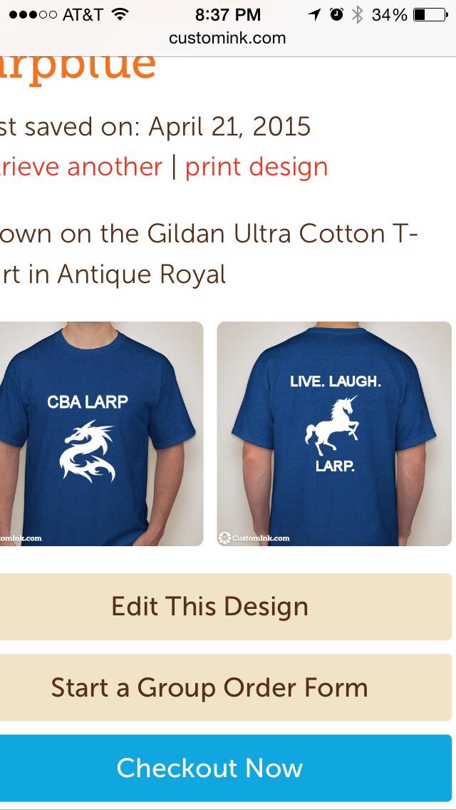 cbaLARP's tweet photo. LARP shirt. Suggestions? http://t.co/bWeJlNgxaB