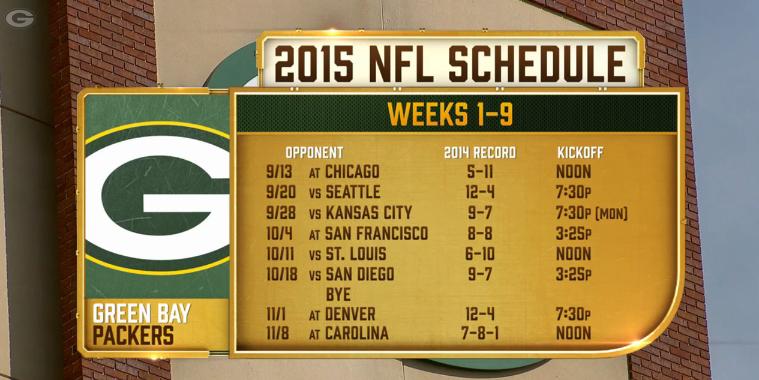 packers's tweet photo. The 2015 #Packers season starts out with a bang. 

Watch this full schedule breakdown: http://t.co/vh82HWyxVh http://t.co/175pcPe1Eg