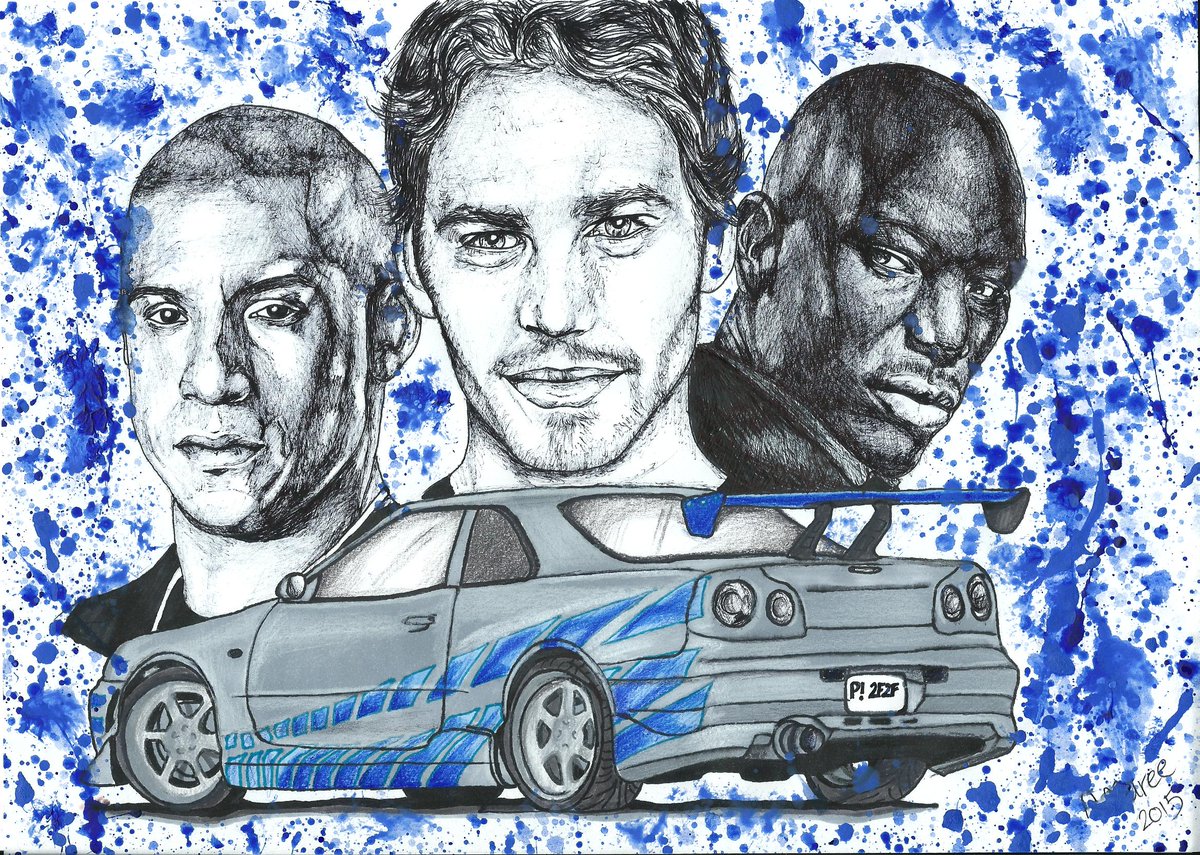 Finished fast and furious drawing! #thefastandfurious @FastFurious @Tyrese @RealPaulWalker