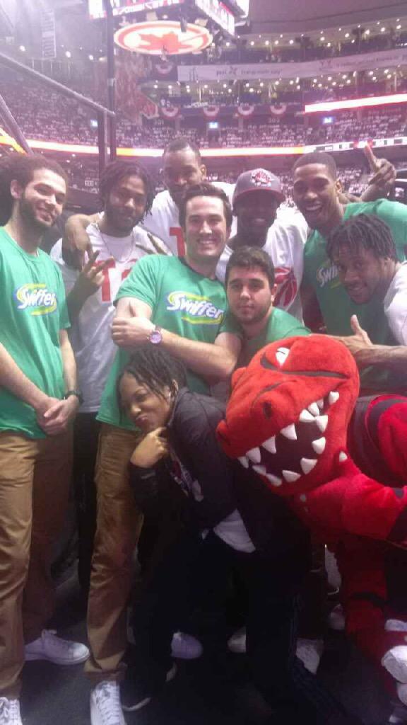 Swiffer's tweet photo. Rocking the @Raptors court for #playoffs. #ManClean #WeTheNorth @Raptors http://t.co/6VyzyRiQ5v