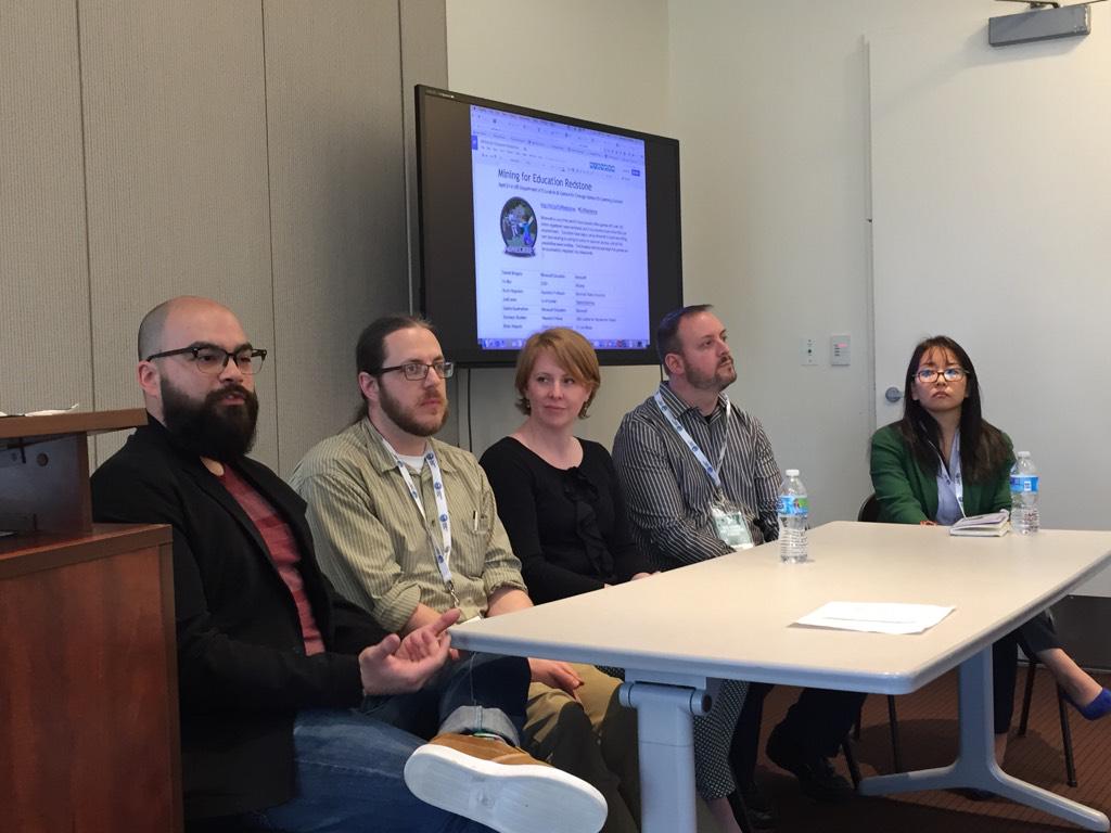 BronSt's tweet photo. Today I chaired a #minecraft panel - here they are deep in thought about the delights of the game #minecraftLA #G4L15 http://t.co/mRFkRywJOp