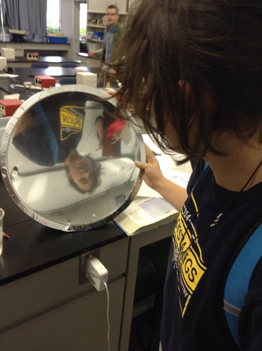 HS_ASIJ's tweet photo. Playing with home made concave mirrors in Conceptual Physics http://t.co/apjm7XUHag