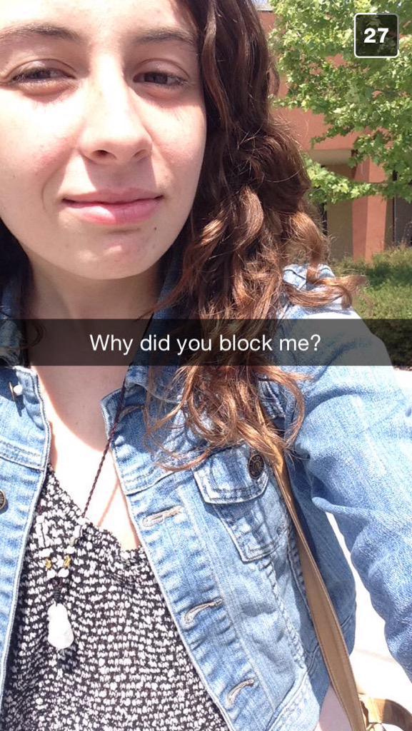 trestenkeys's tweet photo. She follows me and favorites all my tweets, so I block her and she finds my snapchat... #SaveMe #ThisGirlIsCrazy http://t.co/0M72qxbigr