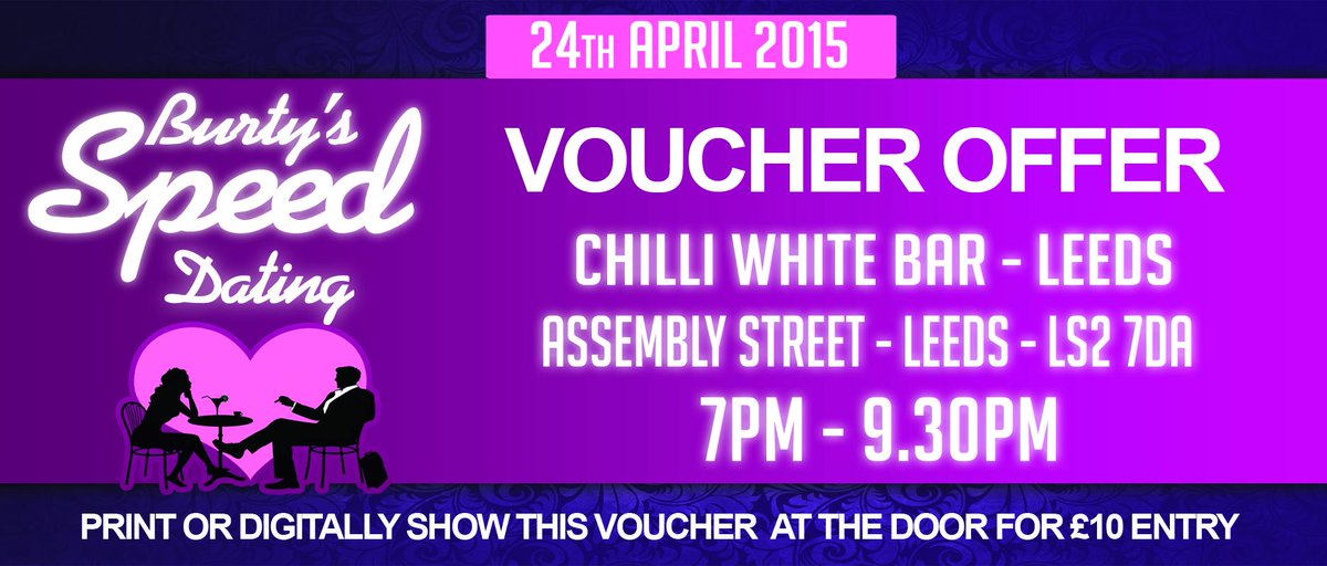 BurtyTours's tweet image. You are invited to Burty's Speed Dating. Print or Digitally Display this voucher for £10 Entry.