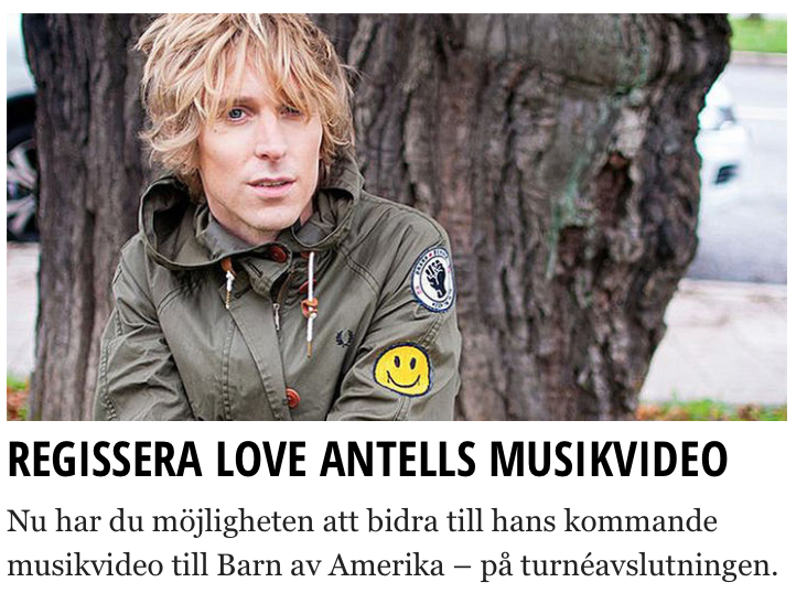 LoveAntell's tweet photo. Lek musikvideoregissör till Barn av Amerika på lördag! Läs mer via @nojesguiden http://t.co/9aIdWC5G82 http://t.co/tVgbccwURJ