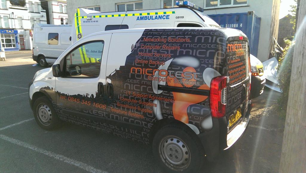 CornwallSigns's tweet photo. Another #wrap complete for @microtest ..and don't worry, the Ambulance is just here for #rebranding @stjohnambulance http://t.co/Kf7RYavBz4