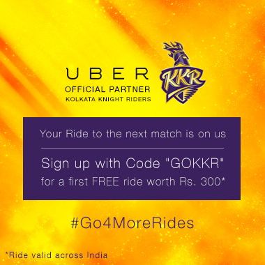 KKRiders's tweet photo. Sign up with the code "GOKKR" on @Uber_Kolkata and get a FREE Ride worth Rs. 300 across India. #Go4MoreRides http://t.co/LXoACpLmsU