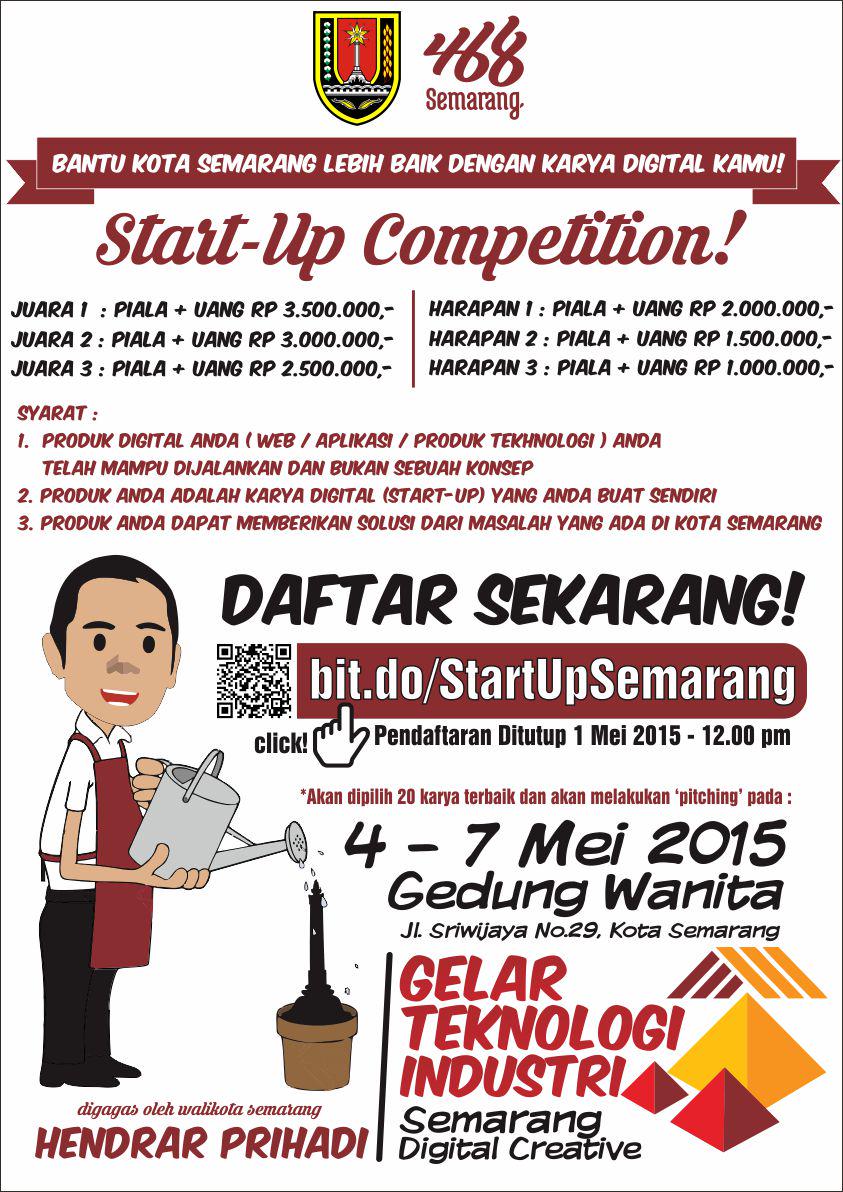 SemarGreatSale's tweet photo. Daftarkan segera Website/Aplikasi/Produk Tekhnologi anda ke #StartUpSemarang Competition ! http://t.co/VN6DsOcwQb