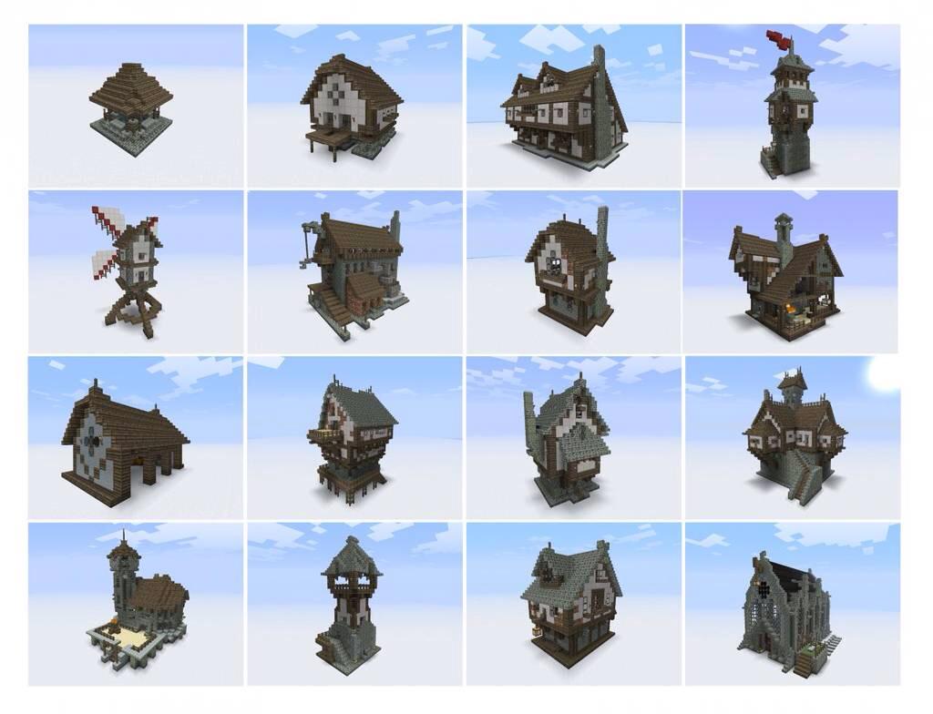 MinecraftCRT's tweet photo. Medieval house designs in #Minecraft! 🌅 http://t.co/yGlEpQEUhM