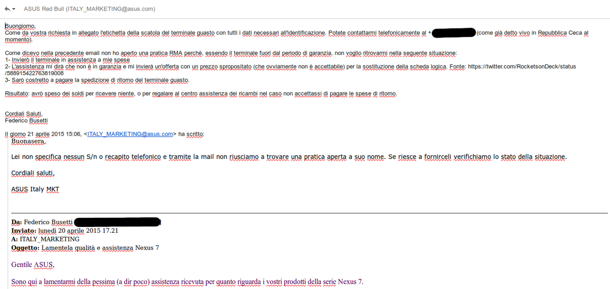 FeBus982's tweet image. Storia di un #Nexus7Bricked, parte seconda. Vediamo se @ASUSItalia riesce a farmi ricredere... @BernardoFasano