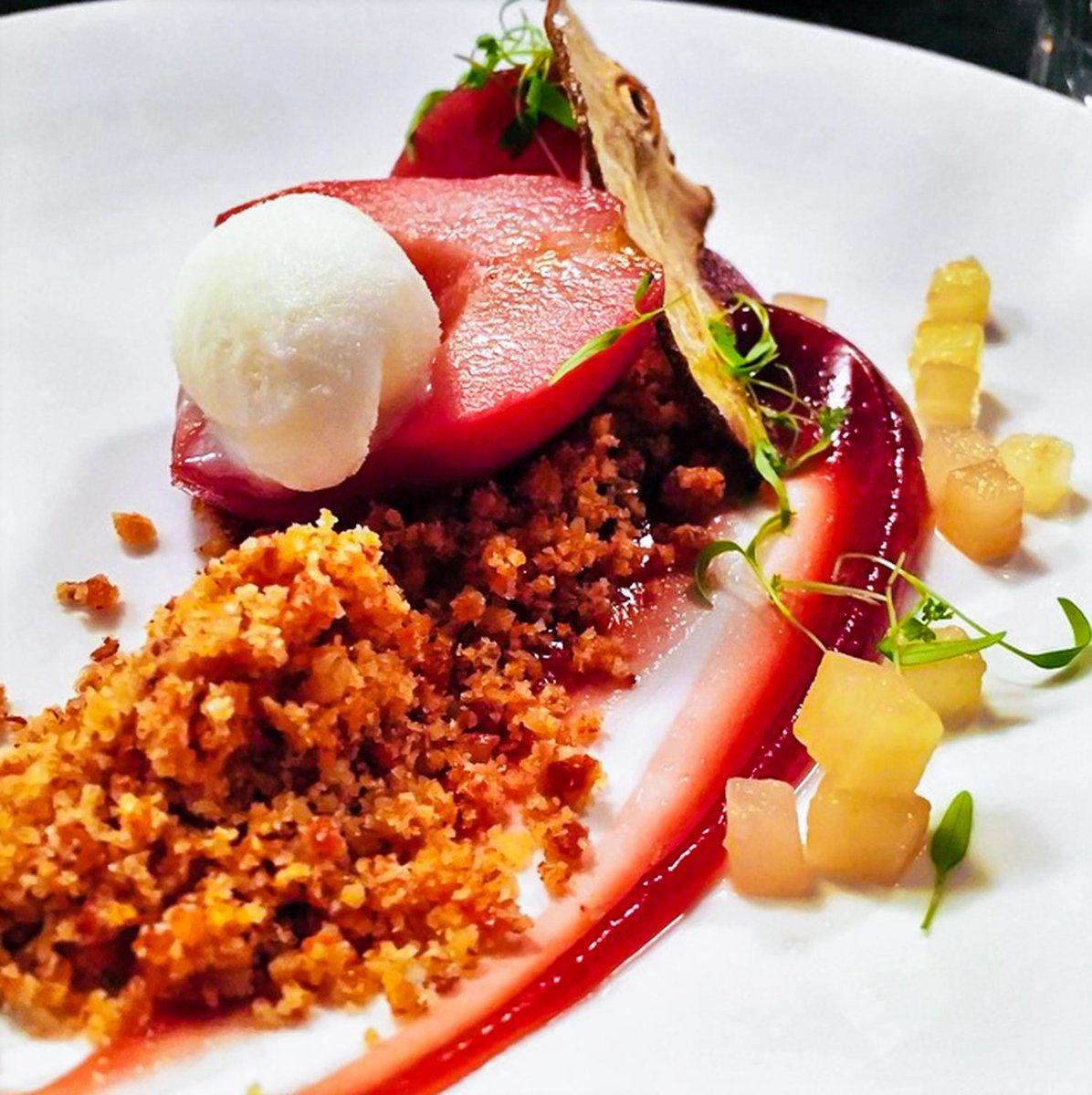 Our delicious poached pear crumble, as captured by @tan99y!