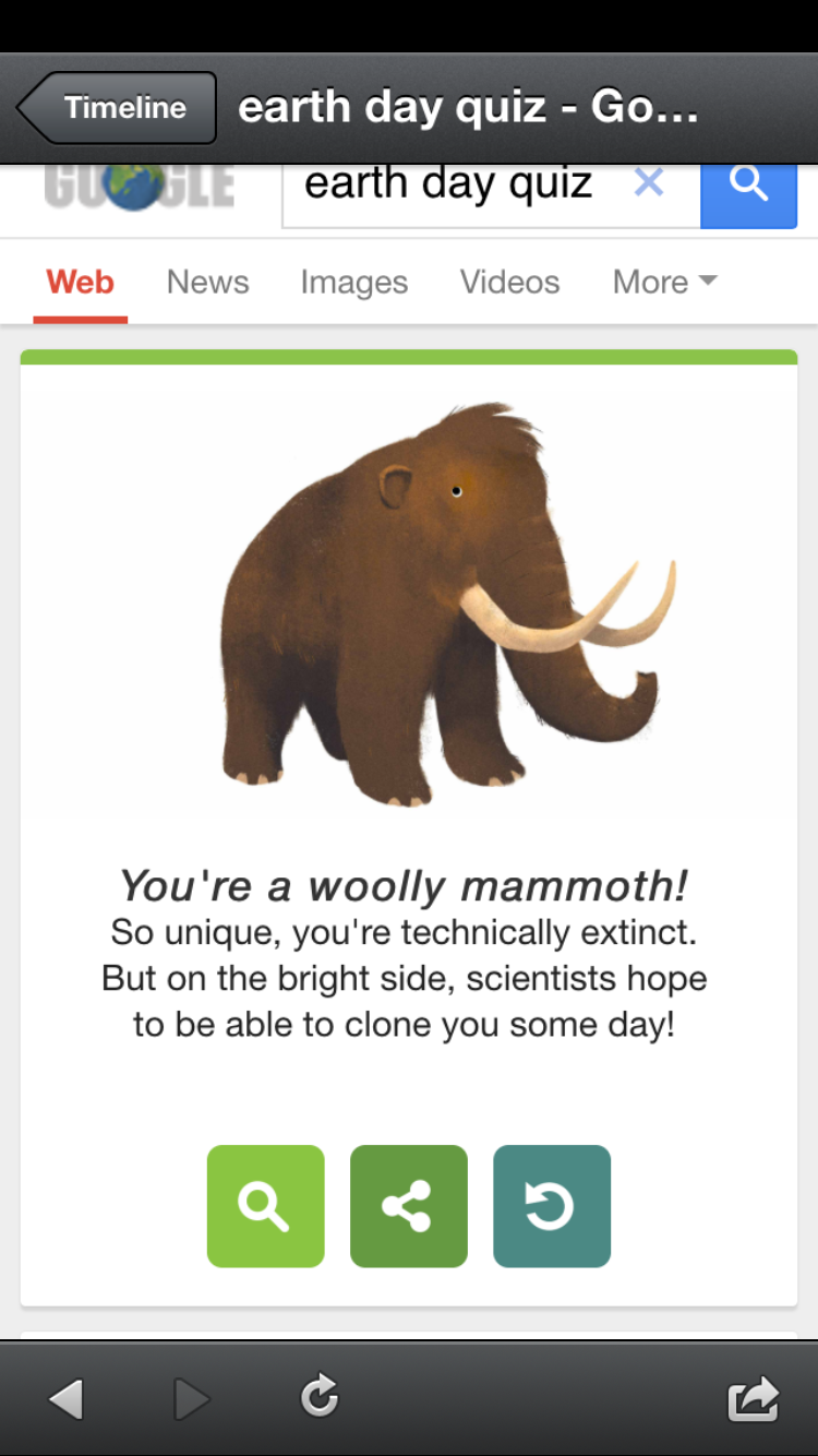 Chinmayi Sripaada So The Google Earth Day Quiz Says I M A Wooly Mammoth I Should Have Known Since Friends Have Called Me Museum Piece Http T Co Lvzvevqylc Chinmayi Sripaada So The Google Earth Day Quiz Says I M A Wooly Mammoth I Should Have Known Since Friends Have Called Me Museum Piece Http T Co Lvzvevqylc