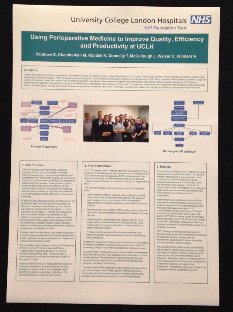 KatieRand87's tweet photo. Poster on process improvement of intestinal failure pathway @uclh so come and see this great work! #Quality2015 http://t.co/gclVpLq5Bg