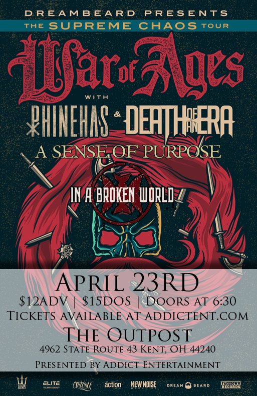 AddictEnt's tweet photo. Who's coming to throw down w/ @warofages, @PhinehasBand & @DEATHOFANERA TOMORROW NIGHT? #addictentertainment http://t.co/zCZggPJyjz
