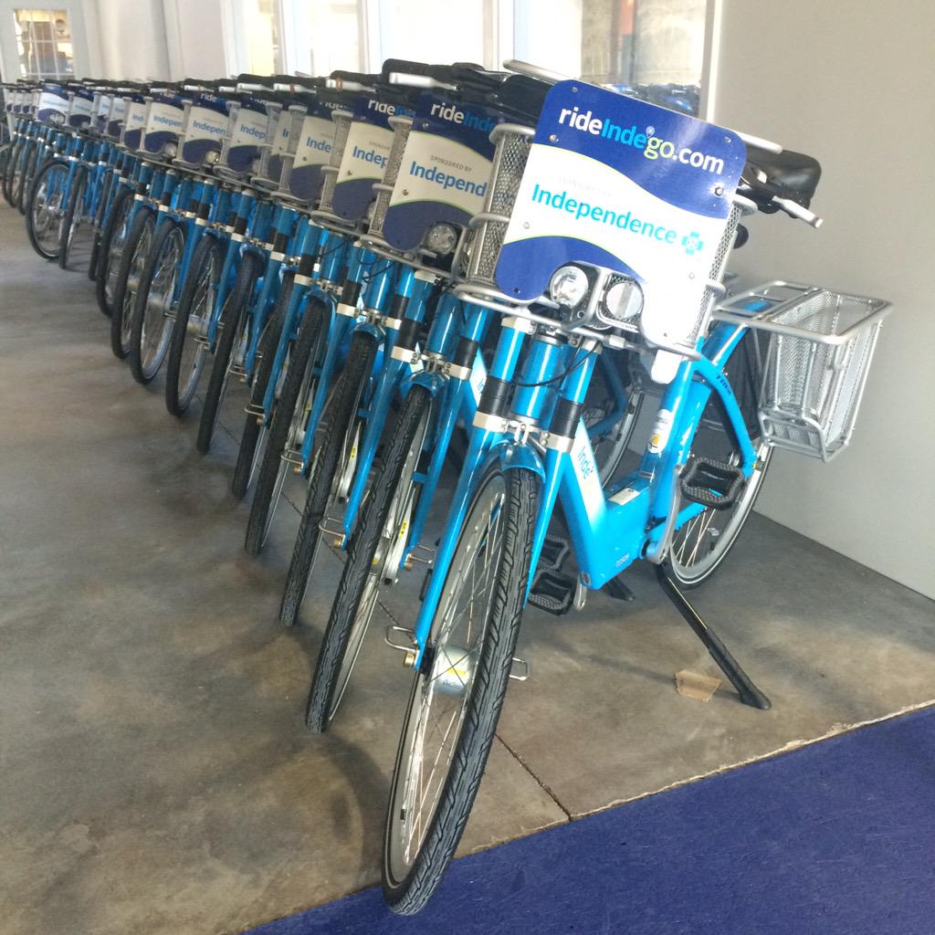 RideIndego's tweet photo. They are lining up!! 1 day left to go, yo! #RideIndego #Philly http://t.co/3615r3uFDD